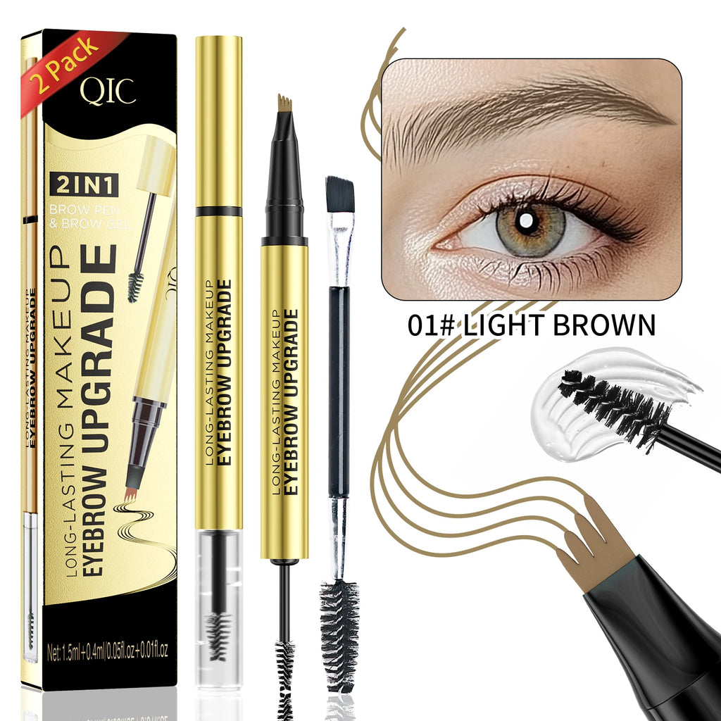 QIC 4-Tip Waterproof Liquid Eyebrow Pen – 5 Colors