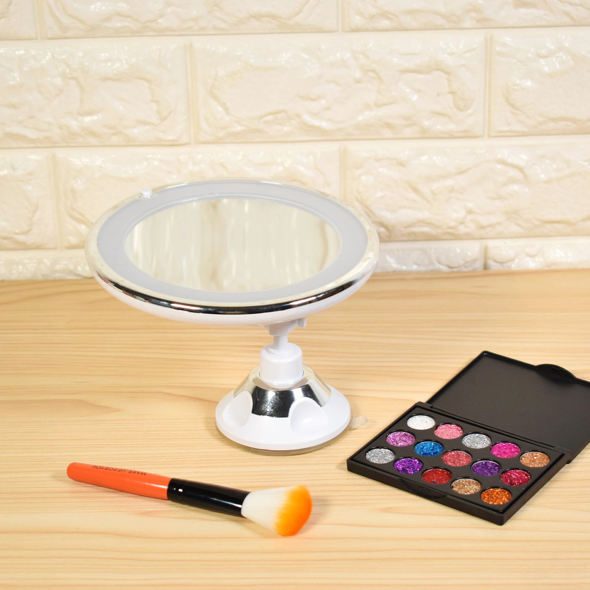 10x Magnifying LED Makeup Mirror – 360° Suction Cup Vanity