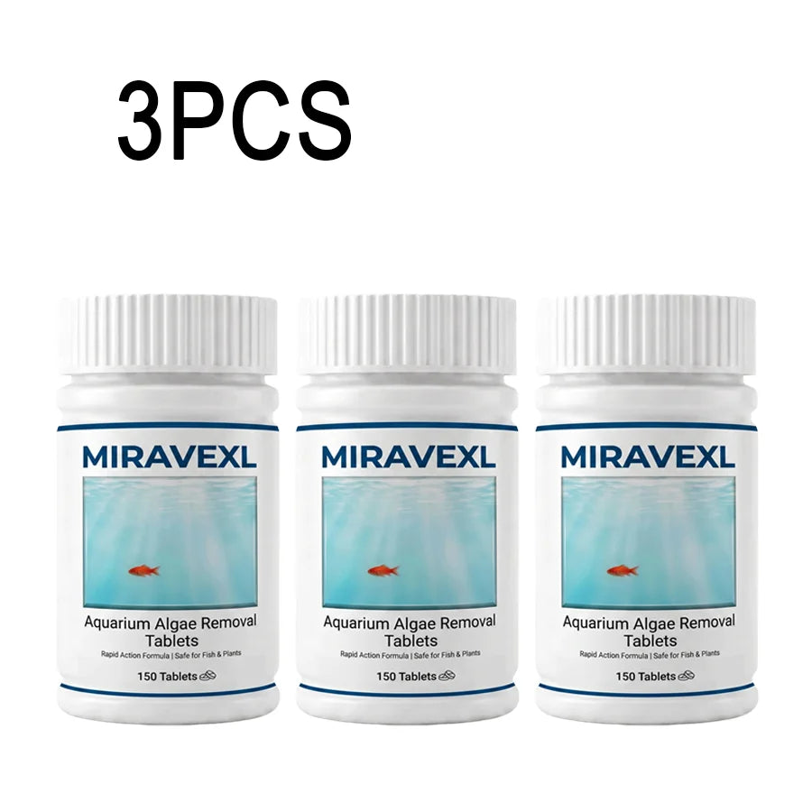 MIRAVEXL Aquarium Algae Control Tablets, Fast Acting Fish Tank Cleaner for Moss Sludge & Green Water, Safe for Fish, 150pcs Oasis Select 3PCS
