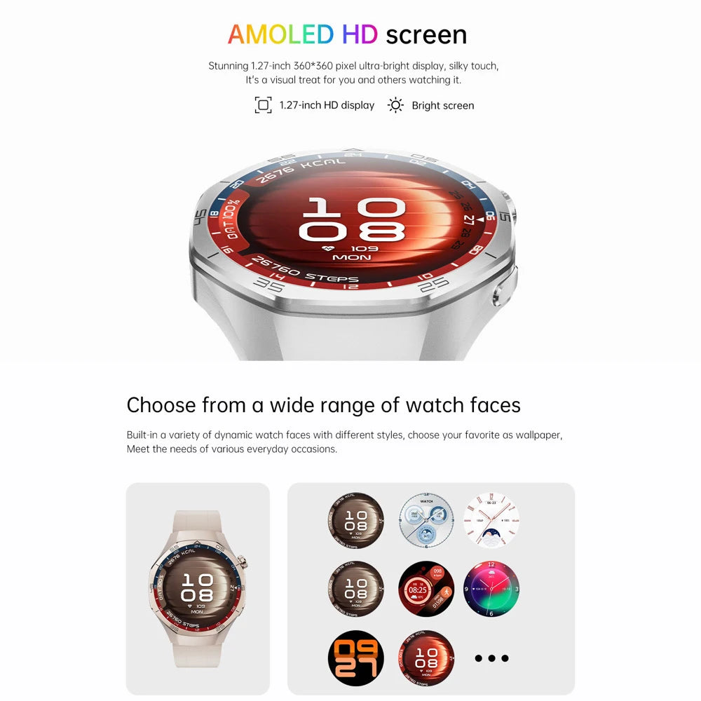 1.27" AMOLED Screen Smartwatch Men Women Health Smart Watches Sports Fitness Heart Rate Blue Tooth Call Weather Lady Bracelet Oasis Select