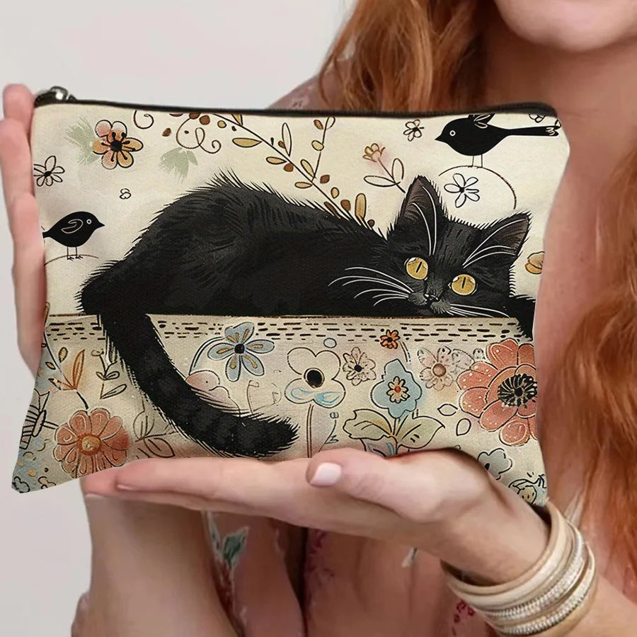 1pc Medicine Themed Cosmetic Travel Bag, Foldable Zippered Makeup Organizer for Healthcare Professionals, Gift Idea, Make Up Bag Oasis Select A single cat