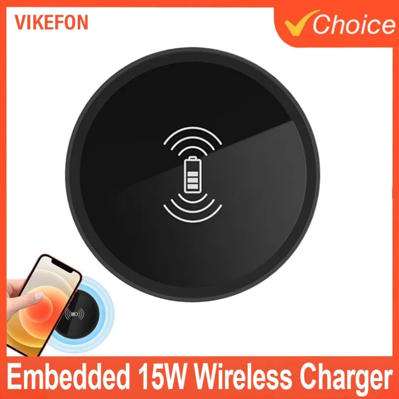 Embedded 15W Wireless Charger Fast Inductive Charging Base Desktop For iPhone 16 15 14 13 12 Samsung S24 S23 Huawei Xiaomi Phone Oasis Select