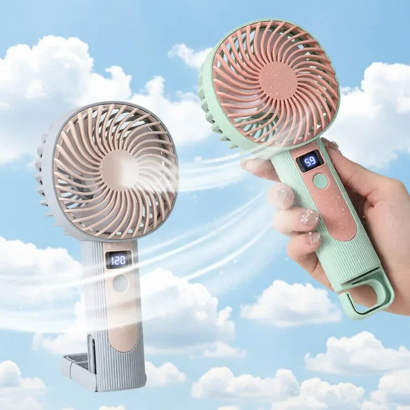 Digital Display Handheld Fan Mini Portable USB Rechargeable 2 in 1 Desktop Standing Cooling Fan for Office Travel Outdoor Oasis Select