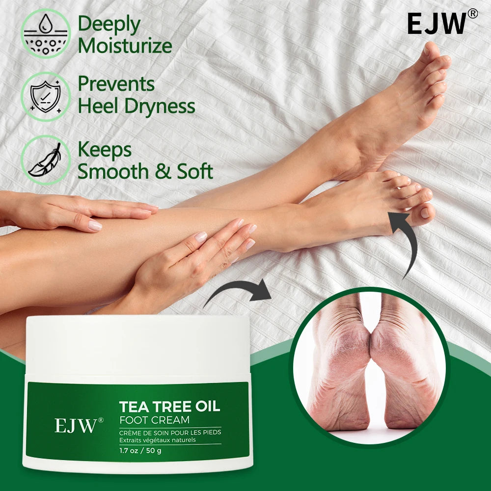 Tea Tree Oil Foot Cream, Warming Cream - Calluses, Dry Cracked Feet, Hands, Heels, Elbow -Softens & Moisturizes Skin, Foot Balm Oasis Select
