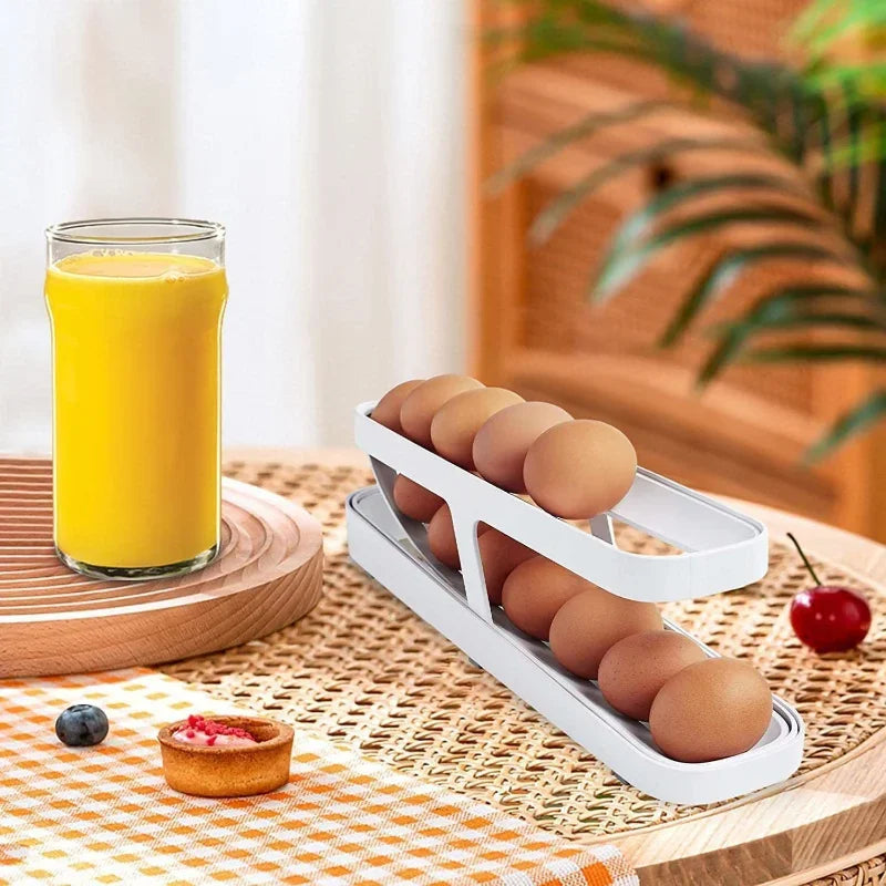 Automatic Rolling Egg Holder Rack Fridge Storage Box Egg Container Kitchen Refrigerator Egg Dispenser Fridge Organizer Oasis Select