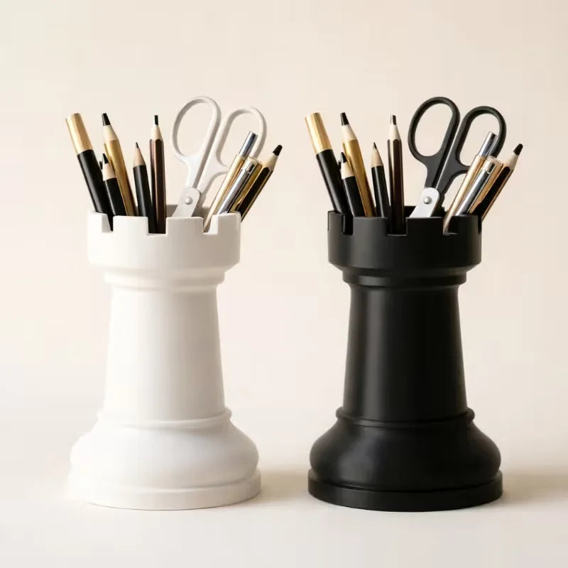 1pc Chess-Themed Pen Holder & Cosmetic Organizer - Portable Capacity Desk Storage Suitable for Home Office School,Back-to-School Oasis Select