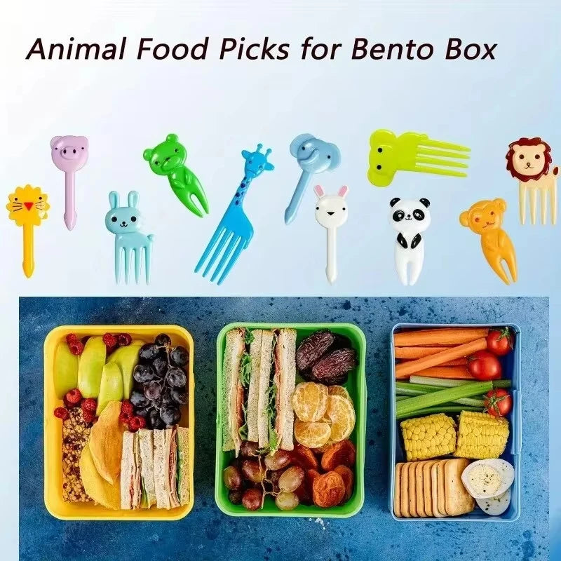 30 Pcs Random Animal Food Forks, Reusable Cute and Funny Cartoon Animal Fruit Food Toothpicks, Fruit Salad Forks, Bento Box Acce Oasis Select