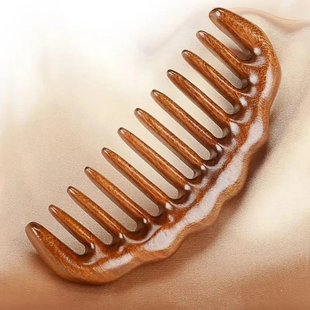 Natural Sandalwood Comb Wide Tooth Anti-Static Scalp Massager for Women/Men Wooden Detangle Comb Hair Care Gift Oasis Select