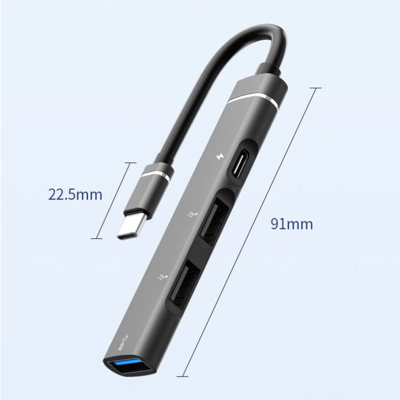 4 Ports USB 3.0 HUB TYPE-C HUB Multi USB Splitter Type-C 5Gbps High DataTransmission USB 3.0 OTG Adapter for Laptop Macbook Pro Oasis Select