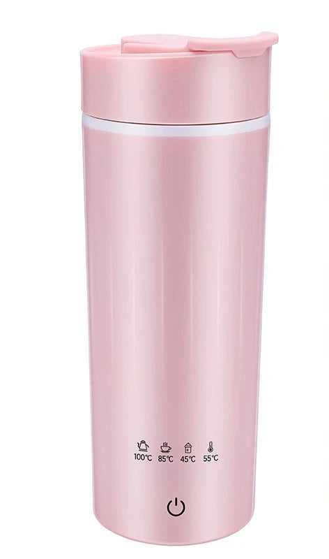 Portable Electric Kettle Mini Electric Kettle Tea Coffee Pot Anti-Scald Water Thermal Cup Keep Warm Hot Water Bottle for Travel Oasis Select pink US