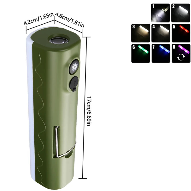Outdoor LED Camping Lamp Built-in 2*18650 Rechargeable Torch RGB Atmosphere Lamp Portable Hook Tent Lamp Long Lasting Lantern Oasis Select Long