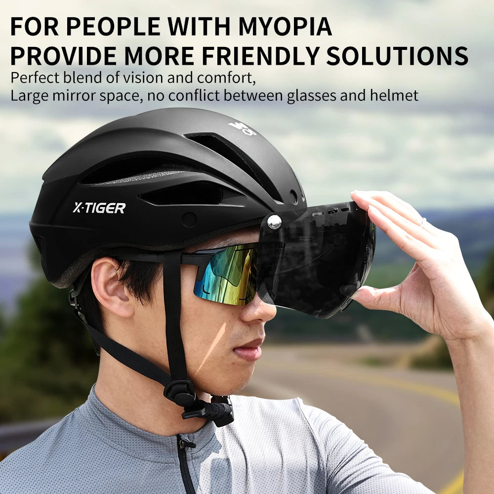 X-TIGER Cycling Helmet Lightweight One-piece Helmet Breathable With Magnetic Goggles Head Safety Helmet MTB Road Bike Helmet Oasis Select