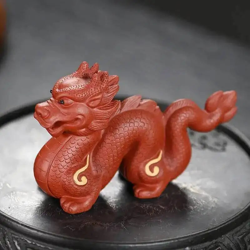 Zisha Tea Pet Dragon Zodiac Figurine Handmade Cultivable Sculpture Tea Play Tea Ceremony Accessories Чаепитие Oasis Select Cinnabar