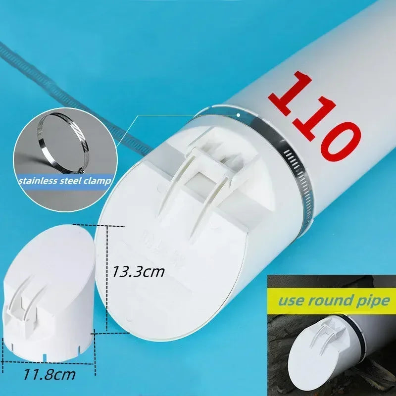 50-160mm Drainage Pipe Floor Drains Anti Backflow Anti Odor Insect-proof Rain Pipe Cover Cap Plug Outdoor Drainage Sewer Device Oasis Select 110mm