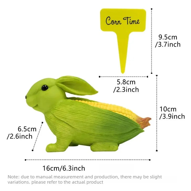 Creative Resin Animal Figurine Corn Rabbit Landscape Statue Art Craft Ornament for Home Garden Yard Outdoor Decor Oasis Select Rabbit