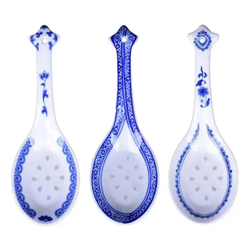 Ceramic Rice Spoon Blue And White Porcelain, Large Size Rice Noodles Spoon Kitchen Tablewear Oasis Select