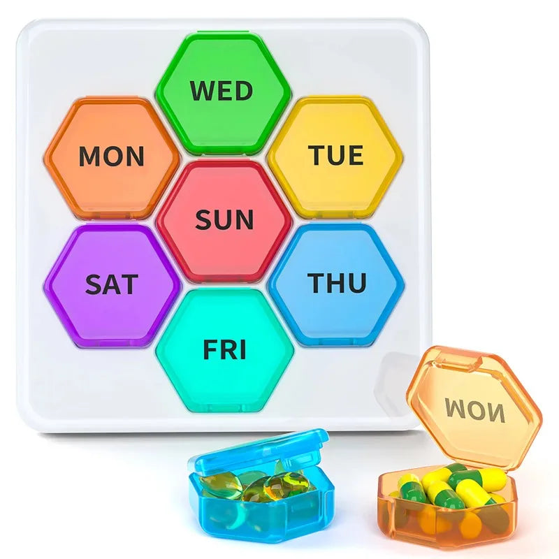 Weekly Pill Organizer 7 Day Small Pill Box Portable Travel Pill Container Daily Storage Box for Cod Liver Oil Supplements Oasis Select