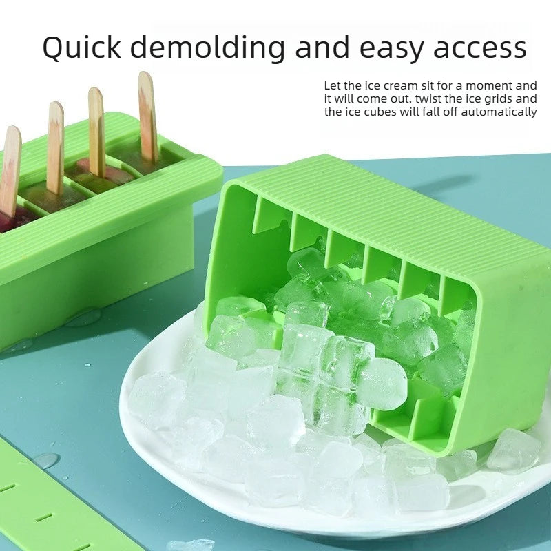Food Grade Silicone Ice Cube Tray & Popsicle Mold Press-Type Ice Maker Multi-Function Box for Ice Cream Oasis Select