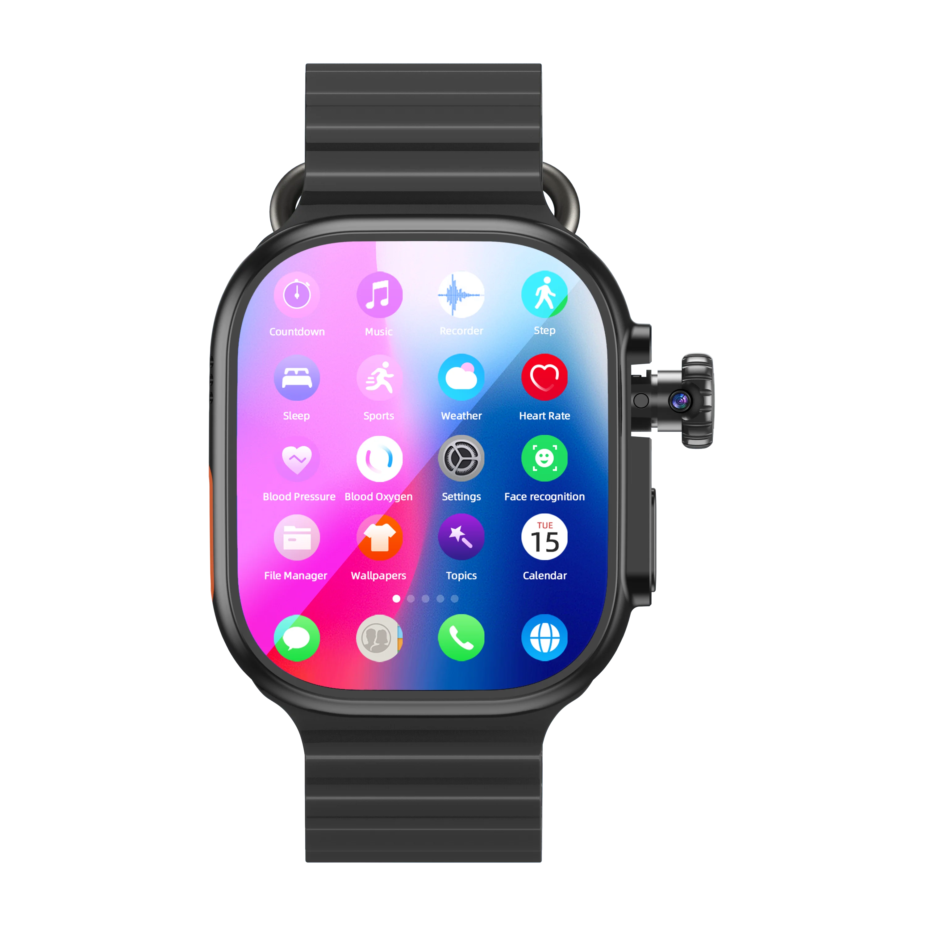 DW100 Pro Updated DW200 Pro 5G LTE Full Netcom Android 13.0 Smartwatch Smart Watch With Rotary Camera Touch ID Infrared function Oasis Select Black 8GB 128GB
