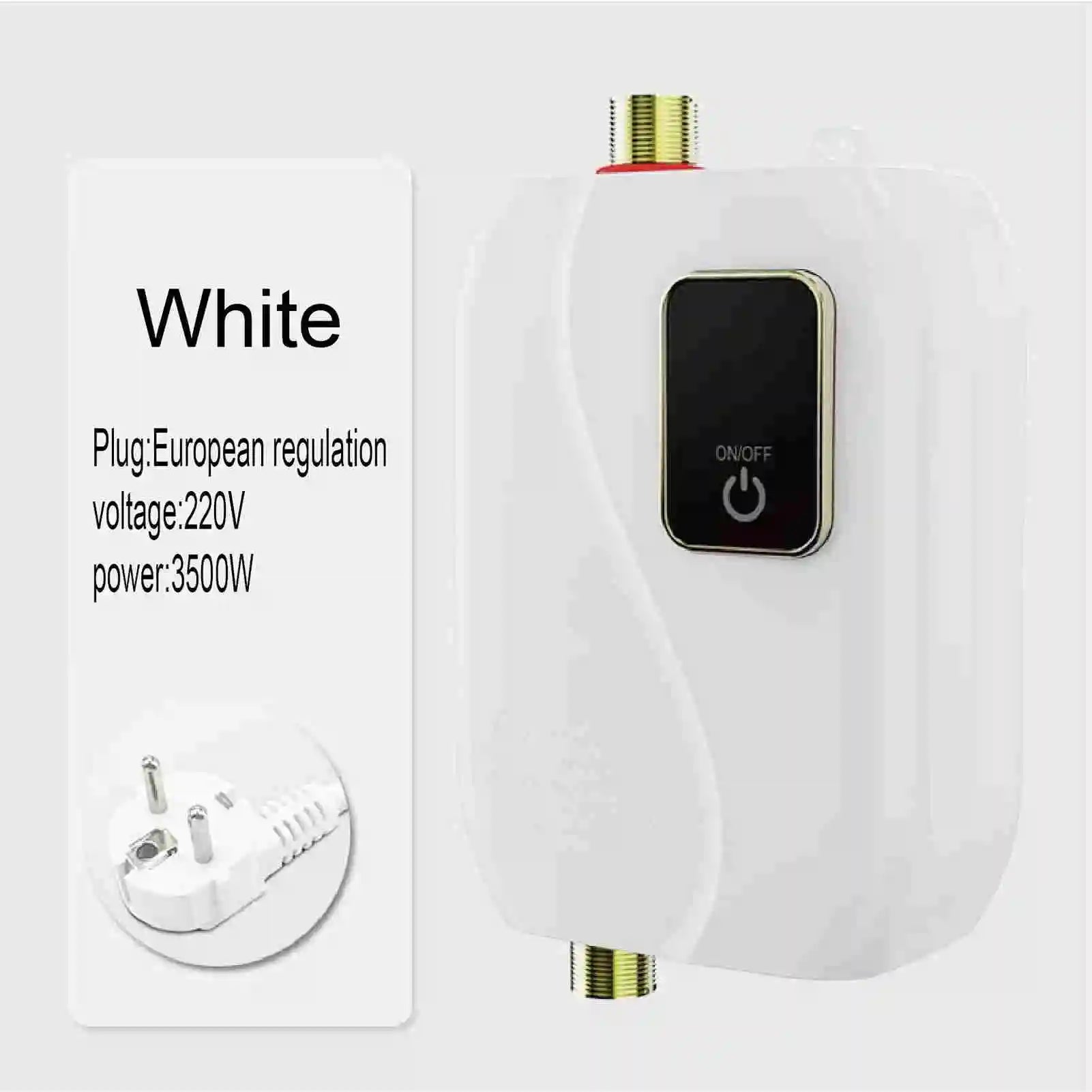 Instant Water Heater 220V 3500W Mini Electric Tankless Hot Water Heater Bathroom Kitchen Washing with LCD Display for Shower Oasis Select EU