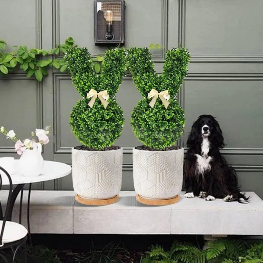 Easter Bunny Topiary Tree Artificial Green Rabbit Plant Garden Stake Outdoor Yard Patio Party Home Decoration Spring Festival Oasis Select