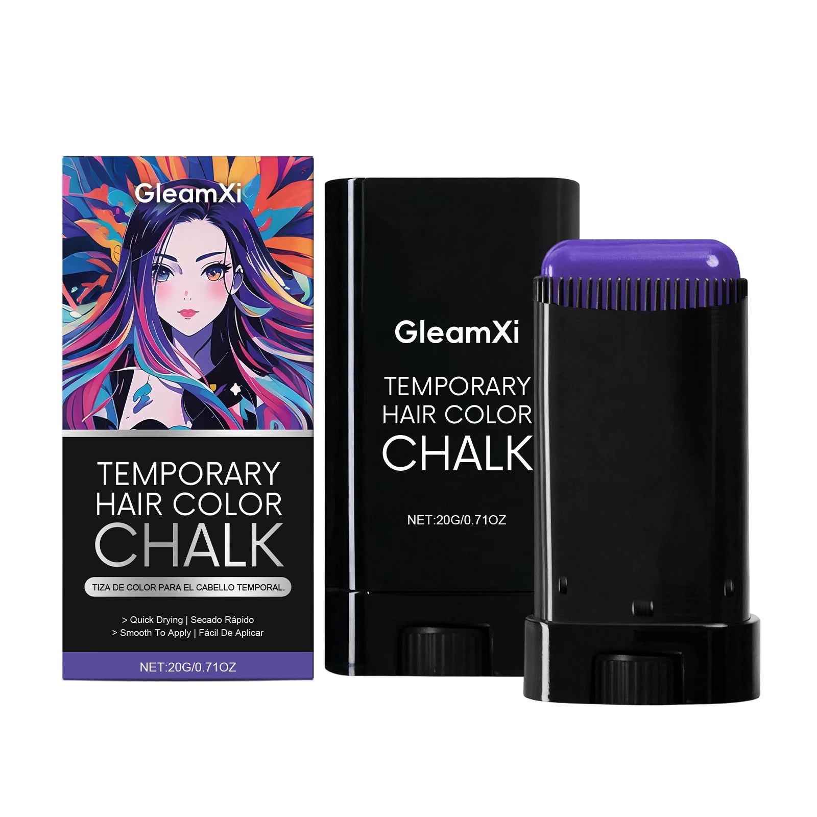 Diy Temporary Hair Dying Cream Stick 5 Shades Easy To Wash Quickly Coloring Salon Care Product Long Lasting Chalk Hair Color Wax Oasis Select Purple 20g x1 boxed