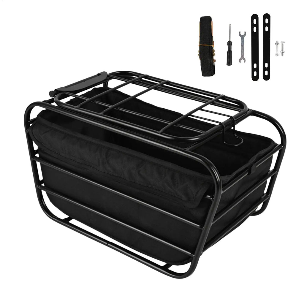 Bike Pet Carrier Cargo Basket Bike Basket Carbon Steel Heavy Duty Enclosed for All-Weather Road Cycling City Riding Commuting Oasis Select