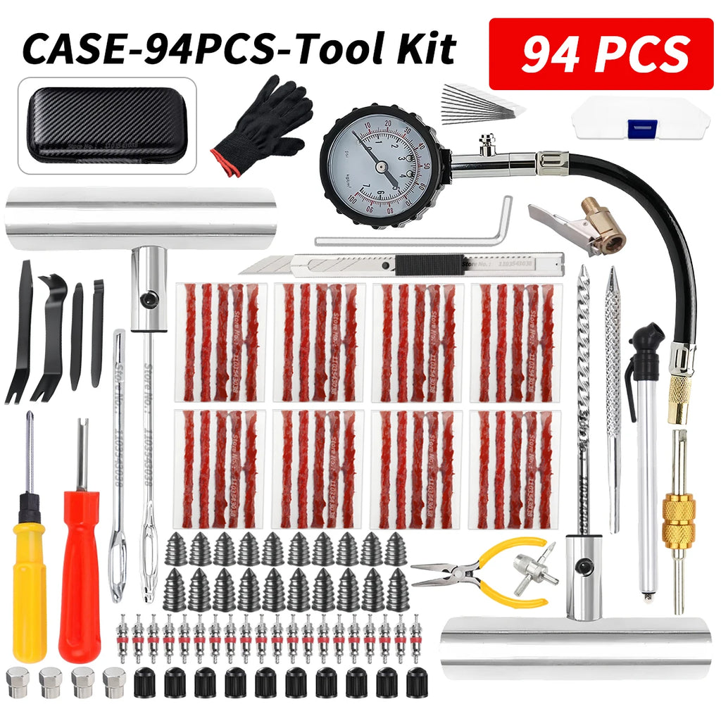 Tyre Repair Kit Puncture Plug Set Auto Bike Tire Repair Car Tire Change Tools Motorcycle Car Accessories 46/94pcs Studding Set Oasis Select 94pcs