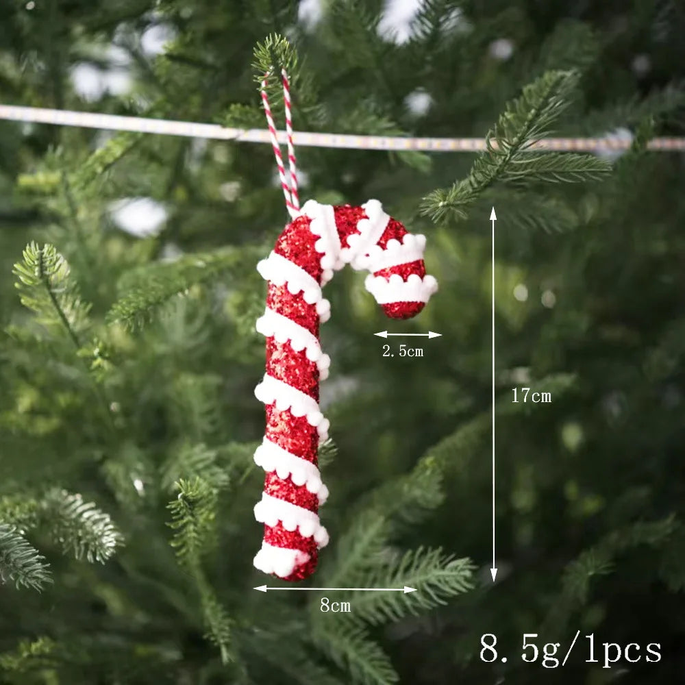 Christmas Tree Ornaments Red and White Walking Sticks Candies Christmas Ball Decorations Scene Arrangement Christmas Decor Oasis Select crutch S