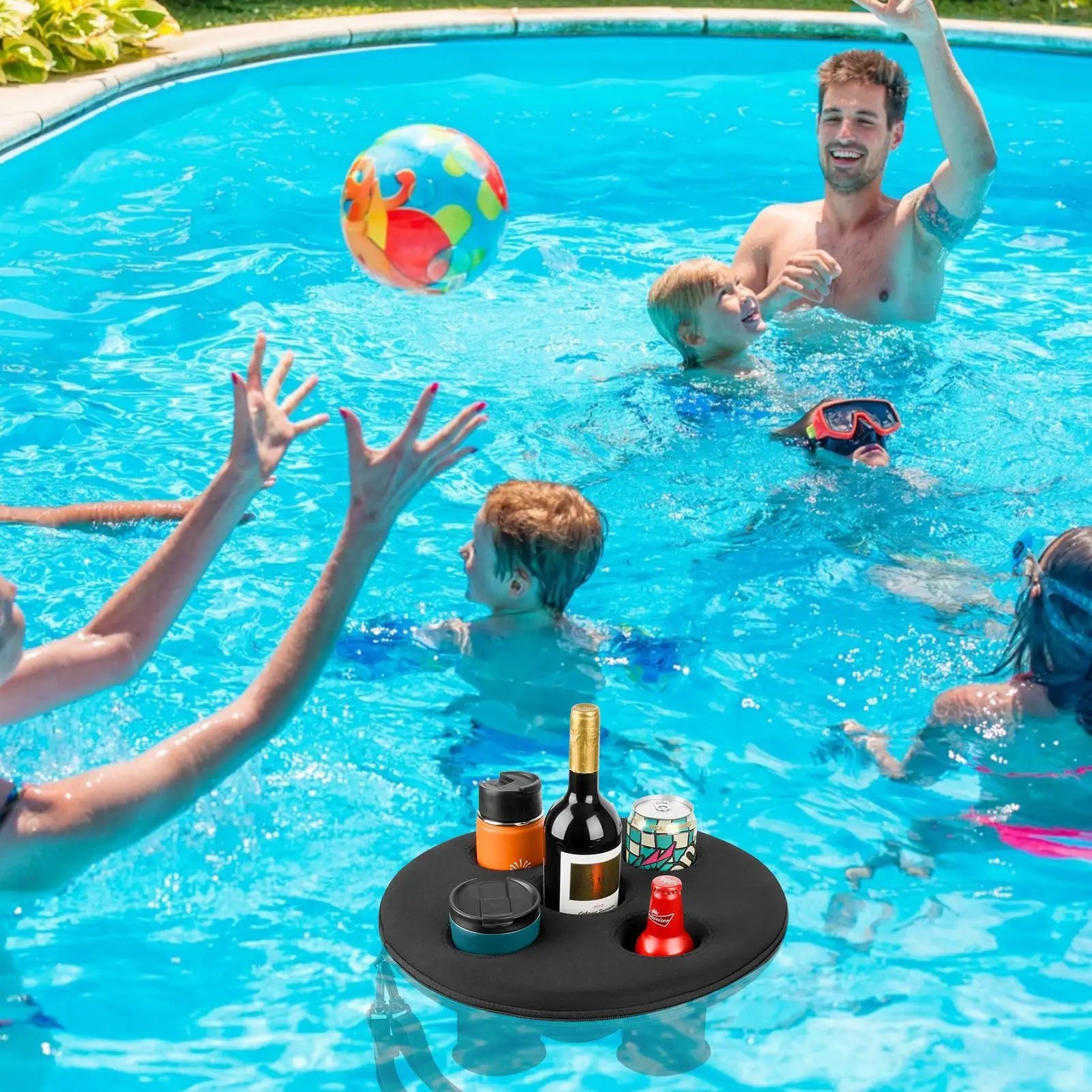 1pc Pool Drink Holder five hole floater water surface coaster floating cup holder Spa Hot Tub Drink Tray for summer outdoor pool Oasis Select