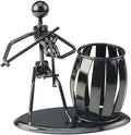 Iron Music Man Steel Pen Holder – Musical Art Metal Pencil Cup for Desktop, Office & Studio Decor, Unique Secretary Gift Oasis Select Plated Violin
