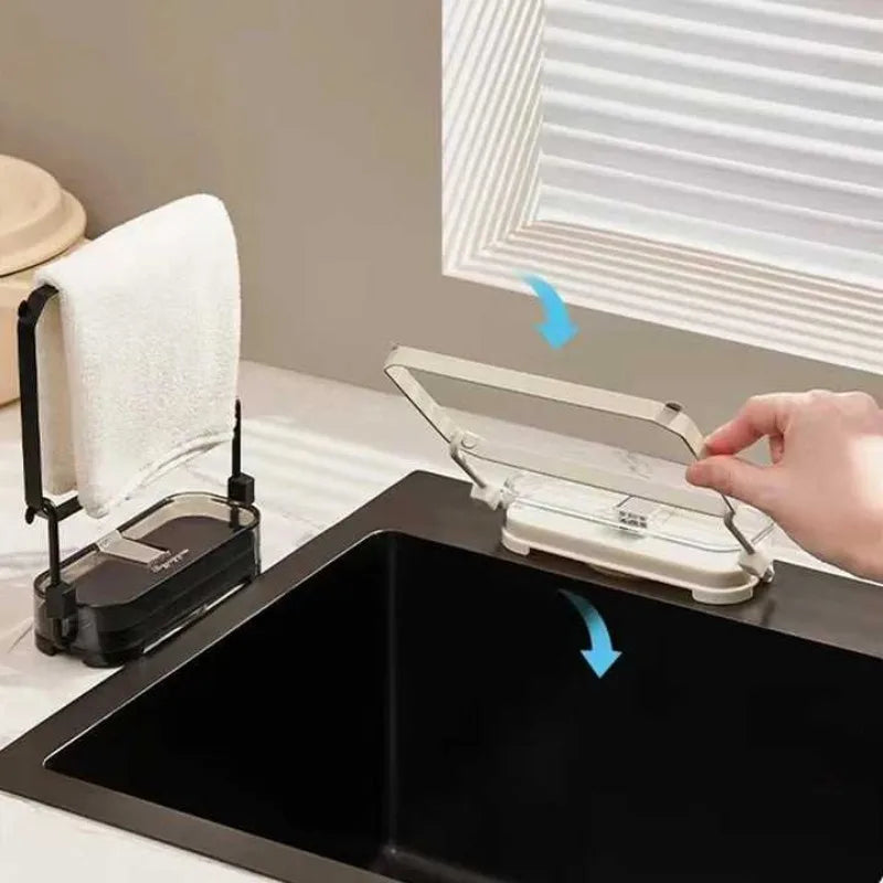 Suction Cup Sink Filter Rack Mesh Bags Foldable Drain Basket for Food Scraps and Dishware Kitchen Countertop Organizer Oasis Select