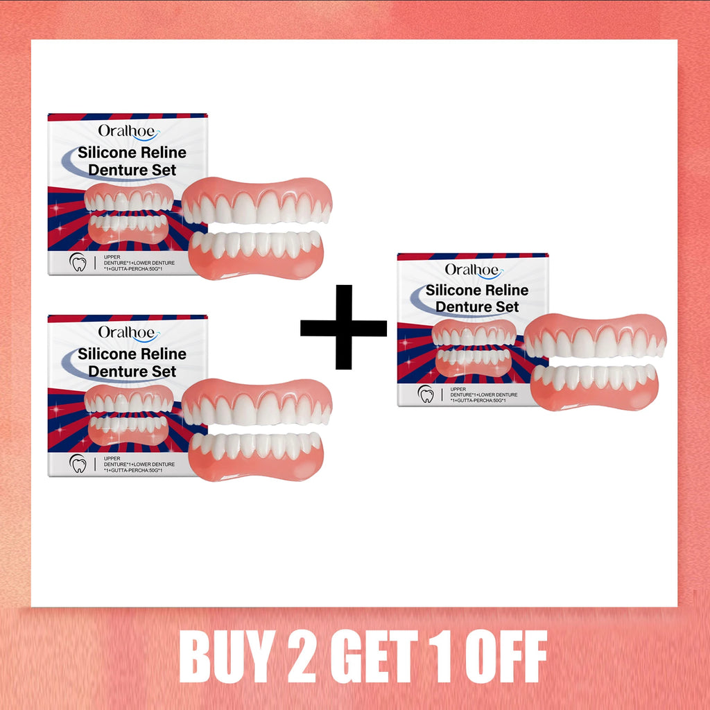 Silicone Denture Set Upper Lower Veneers False Teeth Braces Adjustable Perfect Smile Soft Comfortable Teeth Orthodontic Adults Oasis Select Buy 2 Get 1 Free