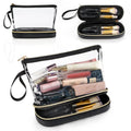 Travel Makeup Bag Clear Cosmetic Bag Make Up Organizer Approved Toiletry Bag Waterproof Pouch for Women Purse for Toiletries Ac Oasis Select black