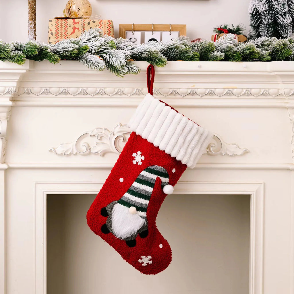 New Christmas decorations Rudolph Christmas socks No face doll gift bag cartoon Christmas socks Oasis Select red 23x45cm
