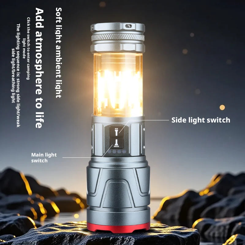 Multi-Functional LED Flashlight High-Brightness Rechargeable USB Emergency Home Use Handheld Torch Light Oasis Select