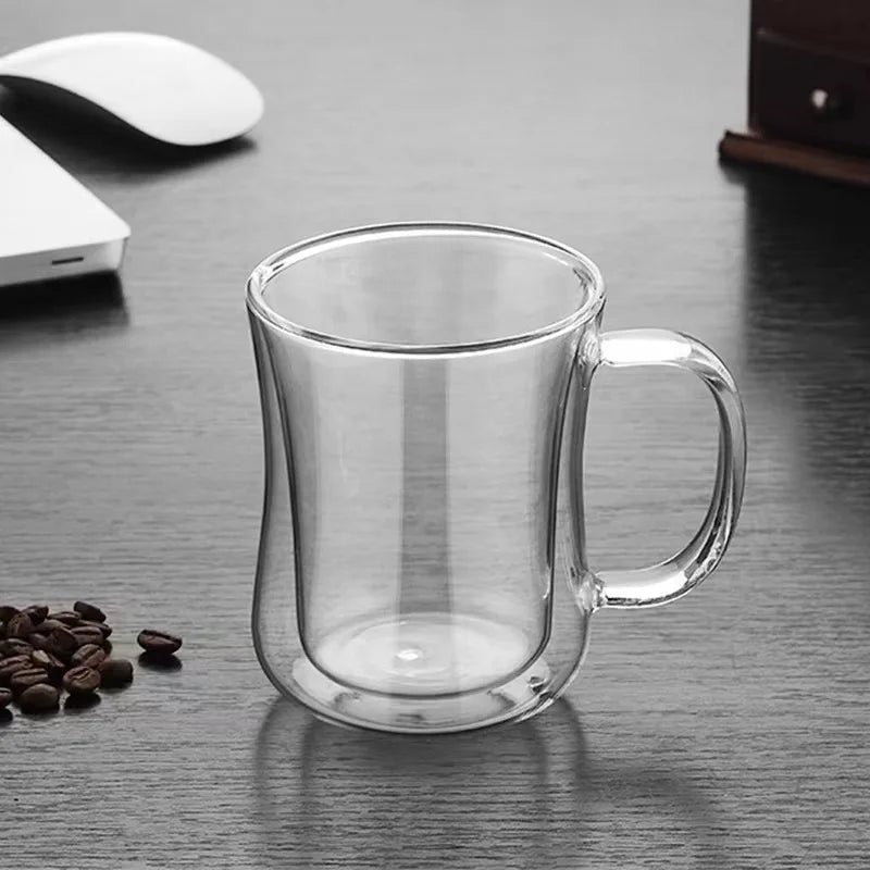 Transparent Borosilicate Double-Walled Glasses with A Handle, Suitable for Coffee, Tea, Cappuccino, Latte Macchiato Mugs Oasis Select