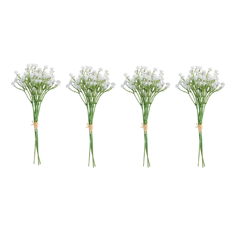 White Babys Breath Flowers Artificial White Fake Flowers Gypsophila DIY Floral Bouquets Arrangement Wedding Home Decor Oasis Select 4pcs