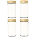 4 Pack Overnight Oats Containers with Airtight Bamboo Lids, Wide Mouth Clear Glass Mason Jars for Meal Prep, Food Storage Oasis Select 750ML-4pcs