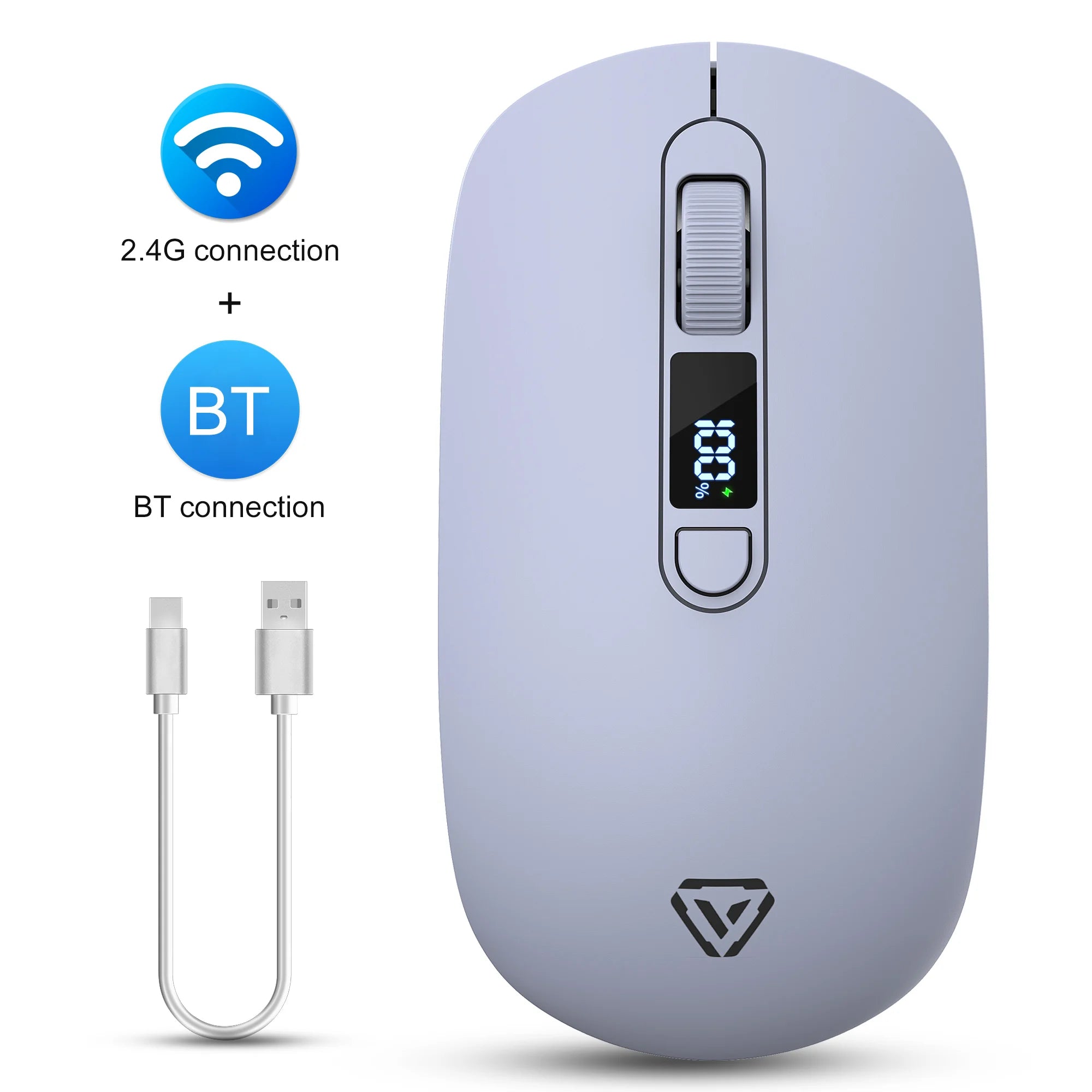Dual Mode Wireless Mouse, 2.4G Bluetooth Silent Mouse, Rechargeable Gaming Mouse with 4 DPI, Boss Key, Type-C, for PC Laptop Mac Oasis Select PURPLE