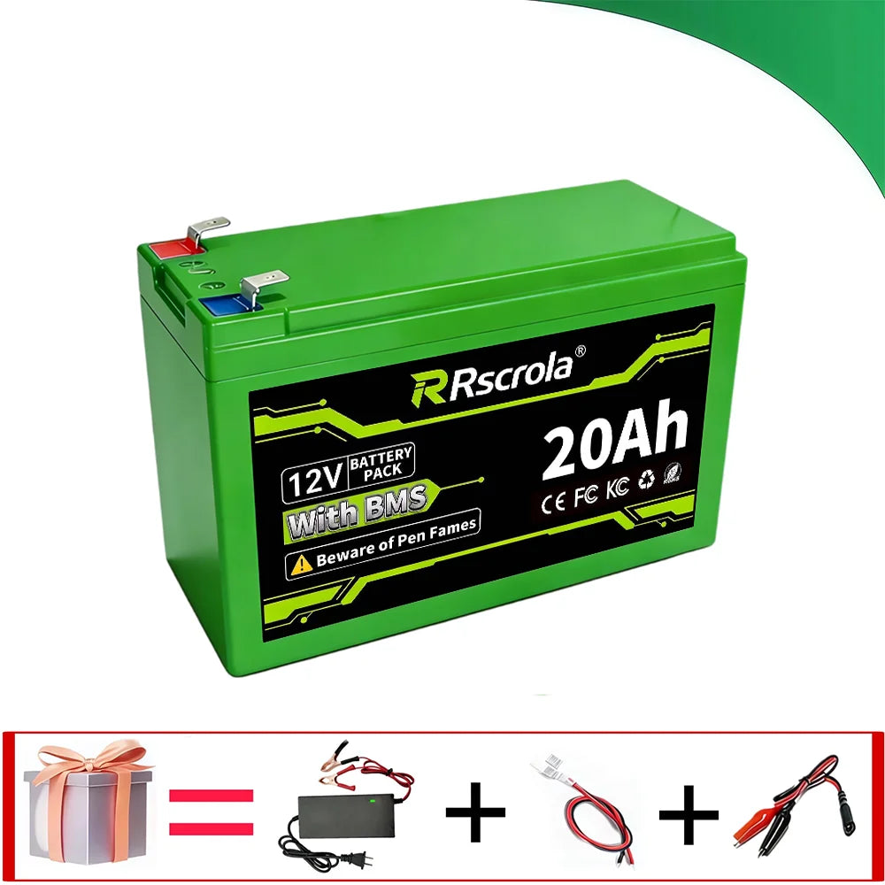 12V 20/30/40/50Ah 18650 Rechargeable Li-ion Battery with Charger,Long Lasting Power For Sprayer, Kids Car, Scale, Access Control Oasis Select 3S4P-20Ah-1PCS