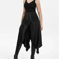 Gothic Black High Waist Irregular Long Skirt | Steampunk Women Gothic Long Skirt Oasis Select Black L