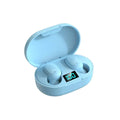 Digital Display Bluetooth Earphones with Mic TWS E6S Wireless Bluetooth Headset Noise Cancelling Headset for Xiaomi Huawei Oppo Oasis Select Blue