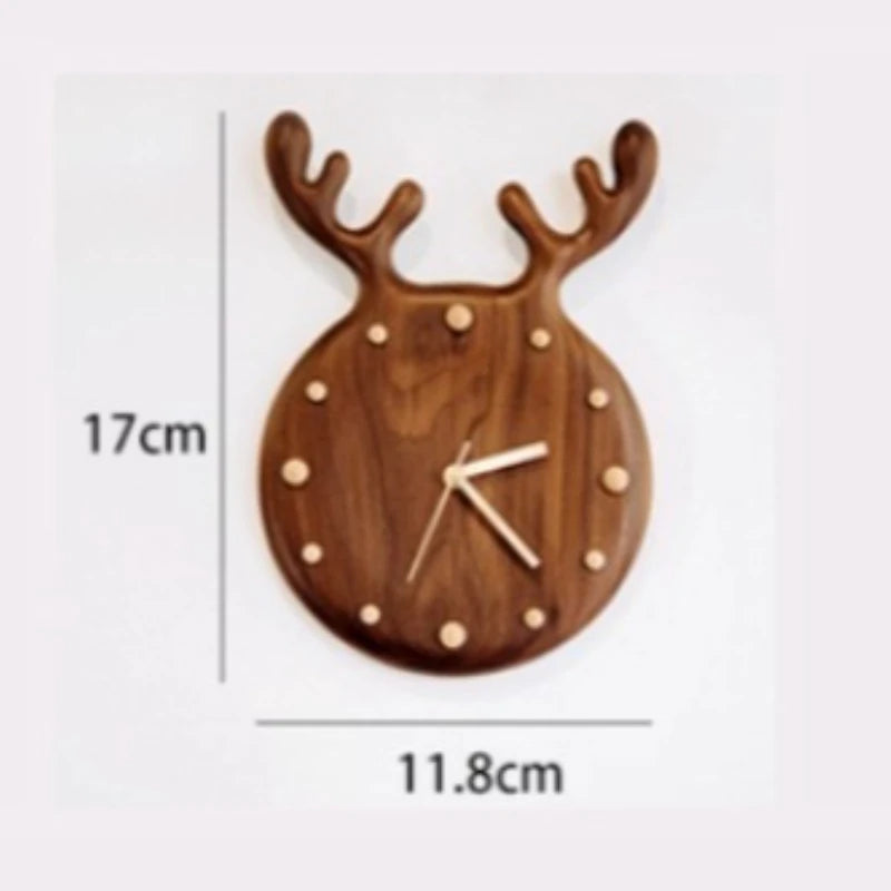 Nordic Solid Wood Table Clock Can Be Hung on The Wall Japanese Modern Ornament Clock with Simple Antlers Oasis Select A small 17cm
