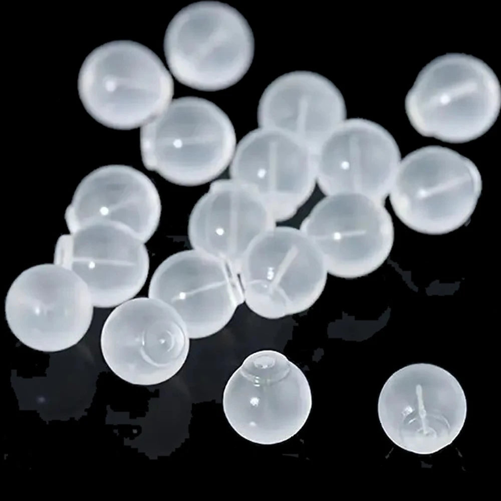 50/100/200pcs Soft Silicone Earring Backs Anti-Slip Leak-Proof Clear Ball Design for DIY Jewelry Making Comfortable Safety Stud Oasis Select 1 200 Pieces