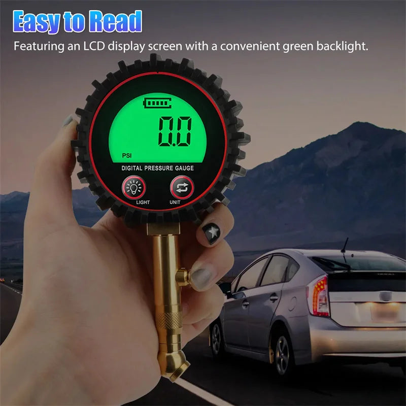 Tire Pressure Gauge 3-255PSI Backlight LCD Display Digital Air Pressure Gauge For Car Trucks Bikes Oasis Select