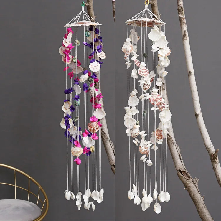 Colorful Shell Exquisite Japanese 19-piece Double Dragon White Wind Chime V2623 Fashionable Accessory Oasis Select