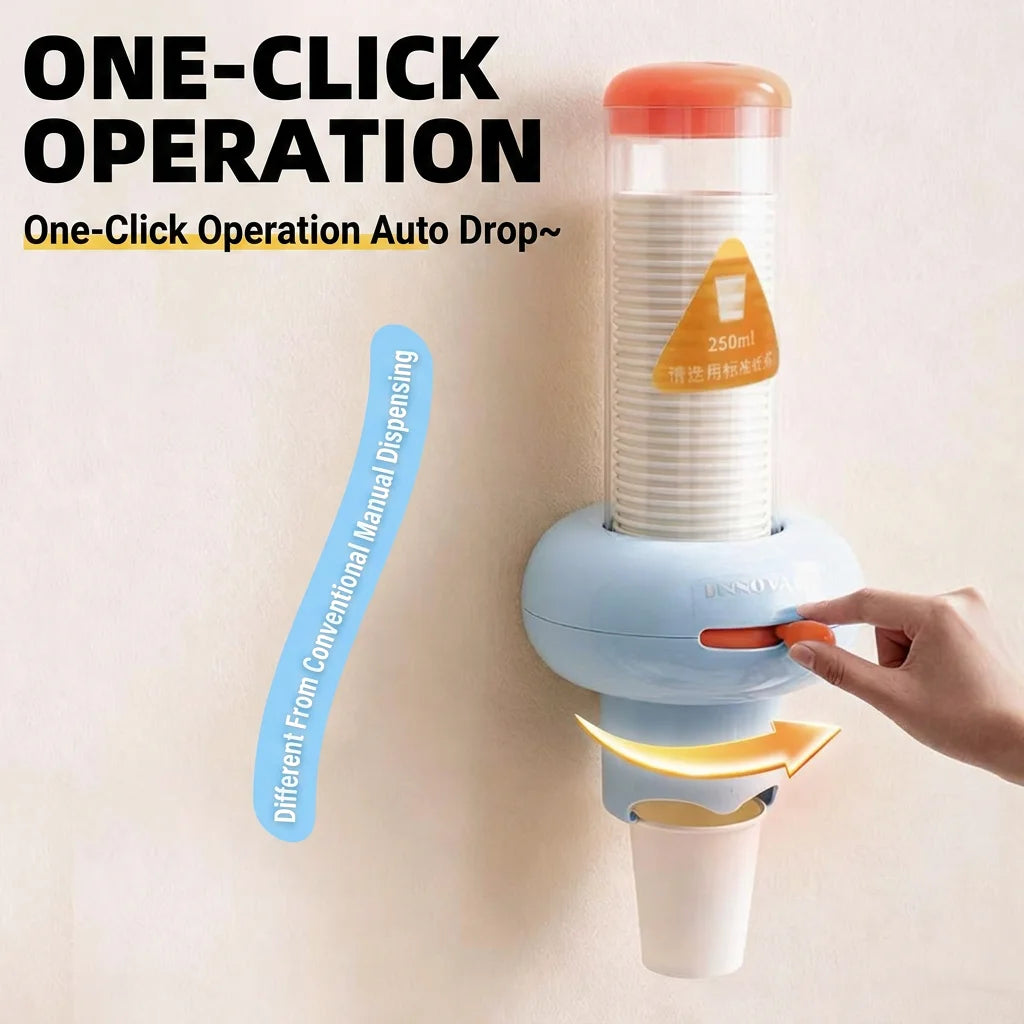 Wall-Mounted Paper Cup Dispenser | Drill-Free, Dustproof