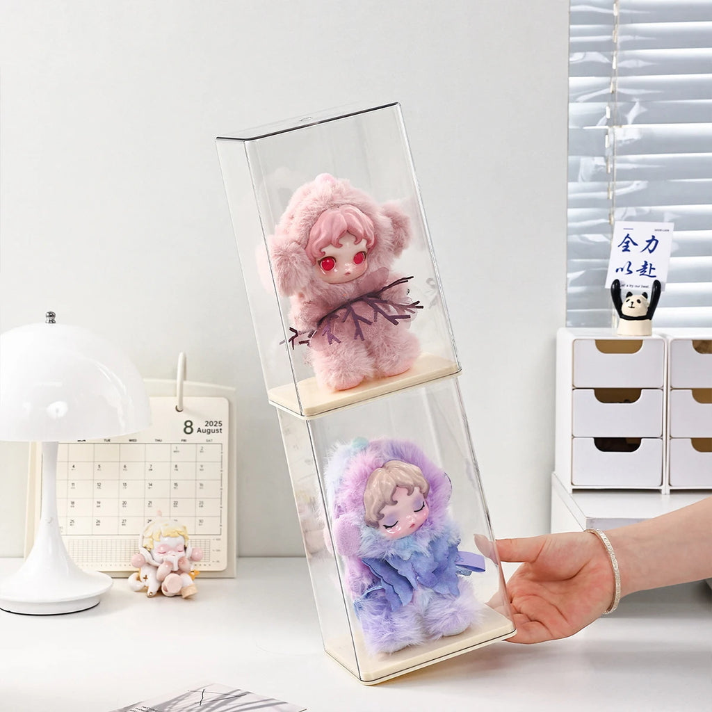 1pc transparent acrylic dustproof labubu display box, toy collectible display box, desktop organizer Oasis Select