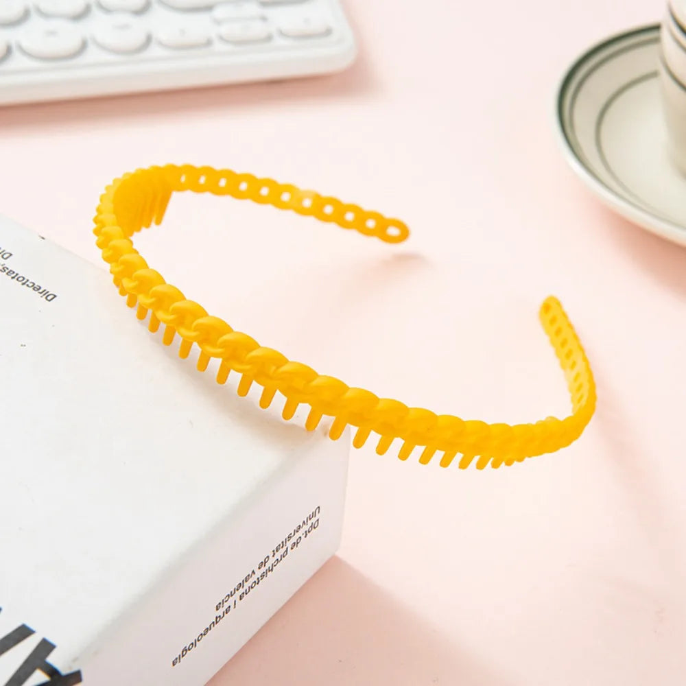 Frosted Texture Anti Slip Headbands Toothed Design Thin Braided Frosted Headbands Anti-Slip Teeth Multicolor Wave Oasis Select Yellow